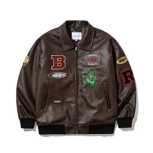 Bsrabbit Star V Varsity Jacket Vintage Leather Brown